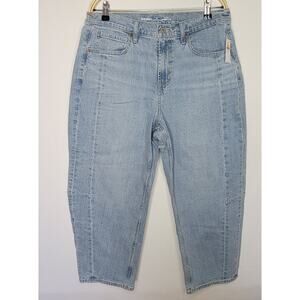 🆕️ OLD NAVY Women's High-Waisted Barrel Leg Ankle Jeans Light Wash sz 12P